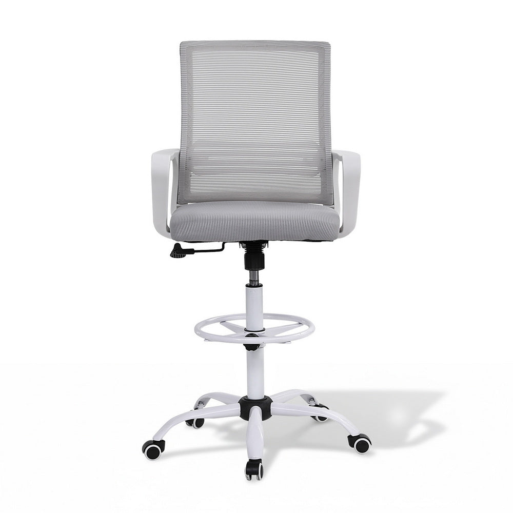 Artiss Office Chair Drafting Chairs Stool Computer Desk Studios Mesh White-Furniture > Office > Office & Desk Chairs-PEROZ Accessories
