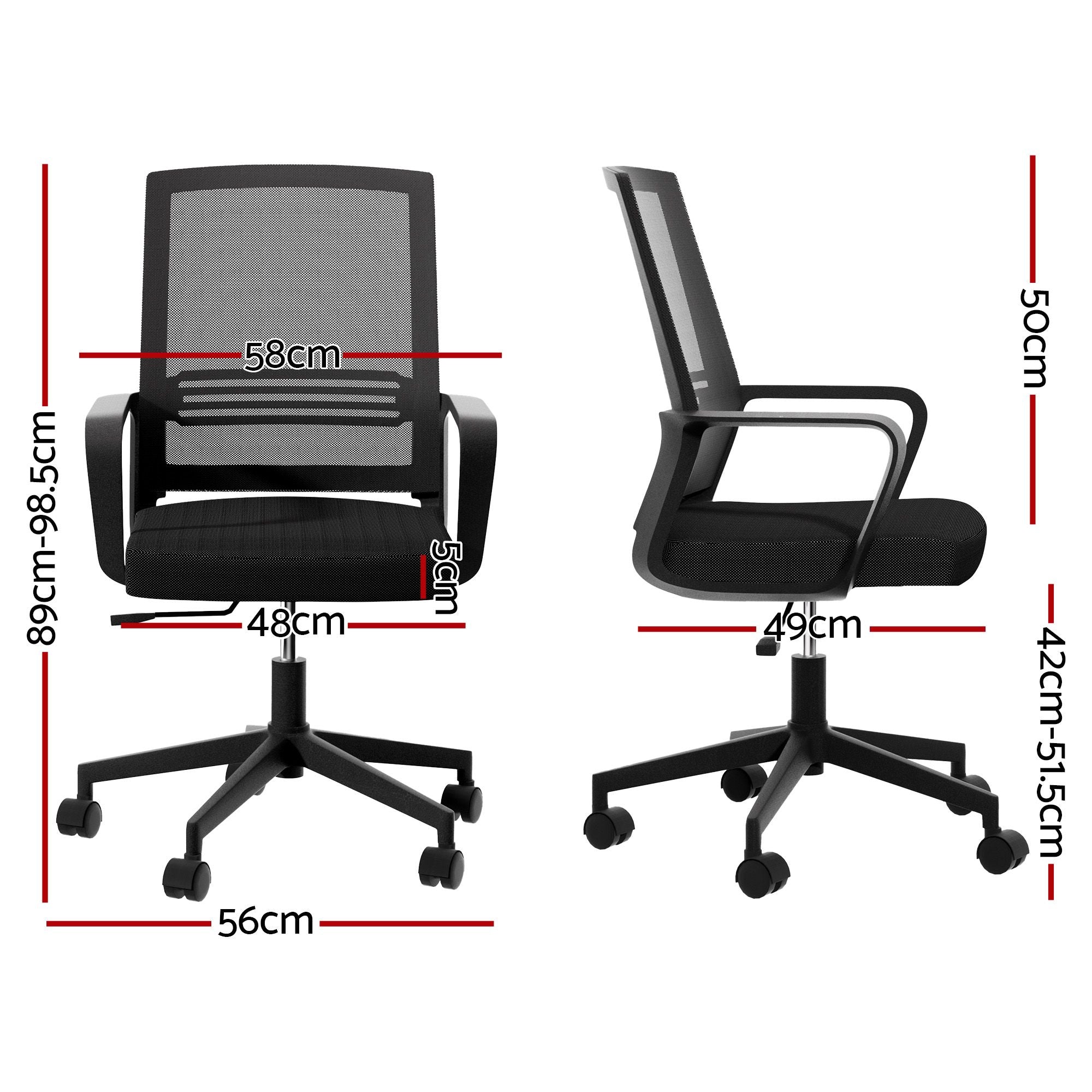 Artiss Mesh Office Chair Mid Back Black-Office Chairs-PEROZ Accessories