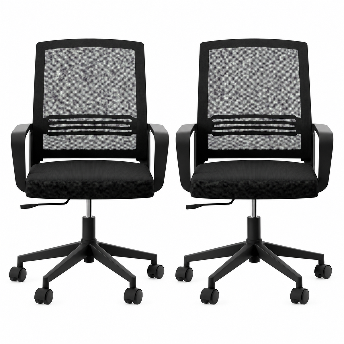 Artiss 2x Ergonomic Office Chair Mesh Mid Back Home Office Desk Chairs with Lumbar Support Black-Furniture > Office > Office & Desk Chairs-PEROZ Accessories