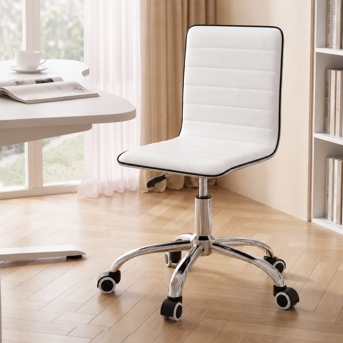 Artiss Office Chair Conference Chairs PU Leather Low Back White-Office Chairs-PEROZ Accessories