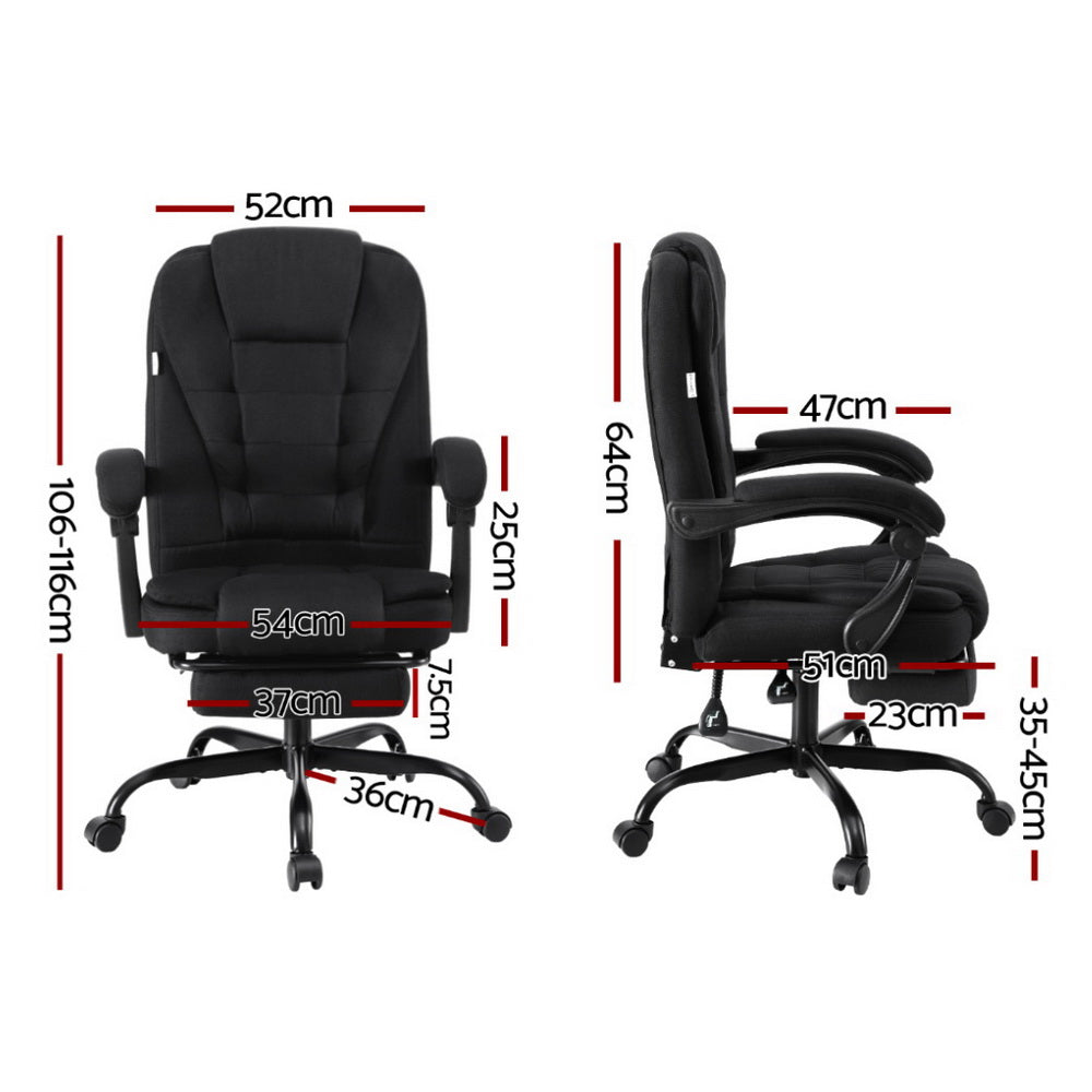 Artiss Office Chair Executive Fabric Seat Racing Computer Desk Chairs Footrest-Furniture > Office > Office & Desk Chairs-PEROZ Accessories