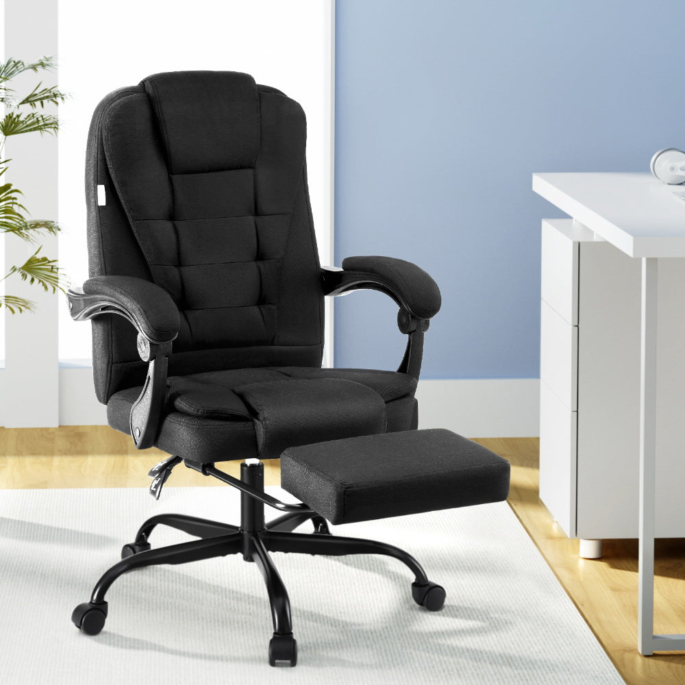 Artiss Office Chair Executive Fabric Seat Racing Computer Desk Chairs Footrest-Furniture > Office > Office & Desk Chairs-PEROZ Accessories