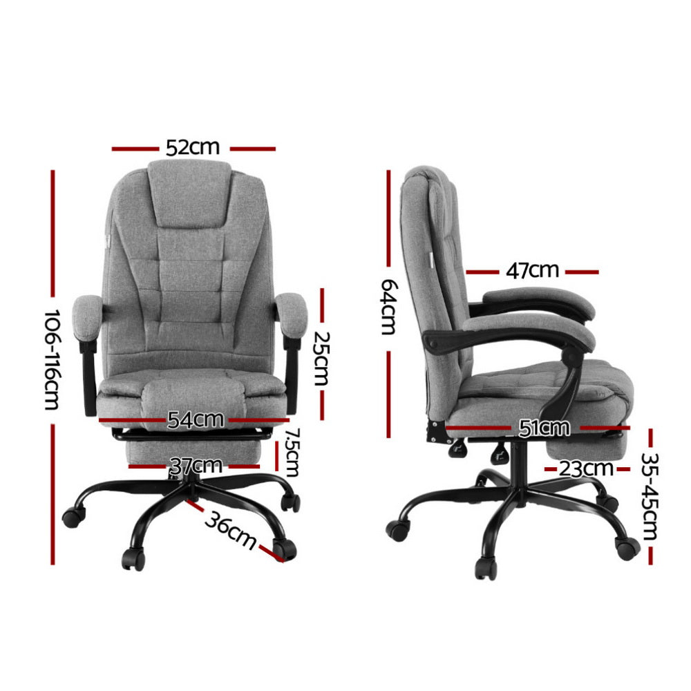 Artiss Office Chair Executive Fabric Seat Racing Computer Desk Chairs Footrest-Furniture > Office > Office & Desk Chairs-PEROZ Accessories