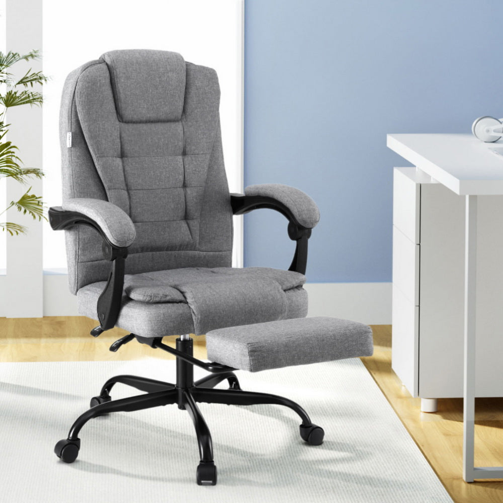 Artiss Office Chair Executive Fabric Seat Racing Computer Desk Chairs Footrest-Furniture > Office > Office & Desk Chairs-PEROZ Accessories