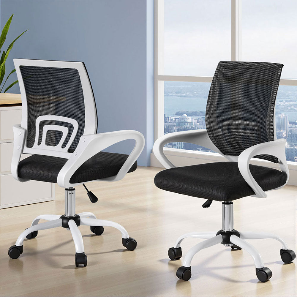 Artiss 2x Office Chair Mesh Computer Gaming Desk Chairs Work Study Mid Back-Furniture > Office > Office & Desk Chairs-PEROZ Accessories