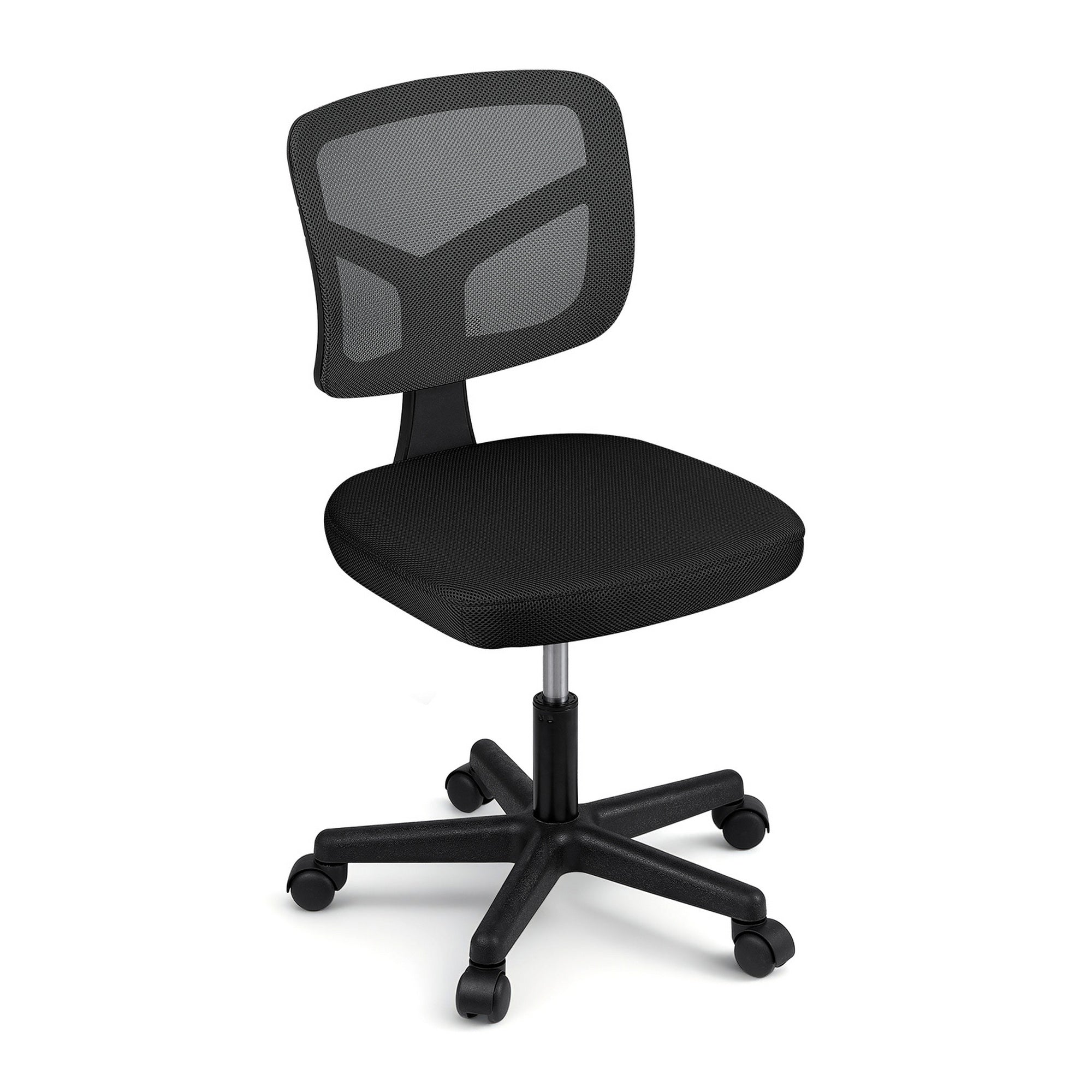 Artiss Armless Office Chair with Wheels, Ergonomic 360° Swivel Home Office Desk Chair, Height Adjustable Computer Task Chair with Fabric Back and Seat for Small Space, Black-Furniture > Office > Office & Desk Chairs-PEROZ Accessories