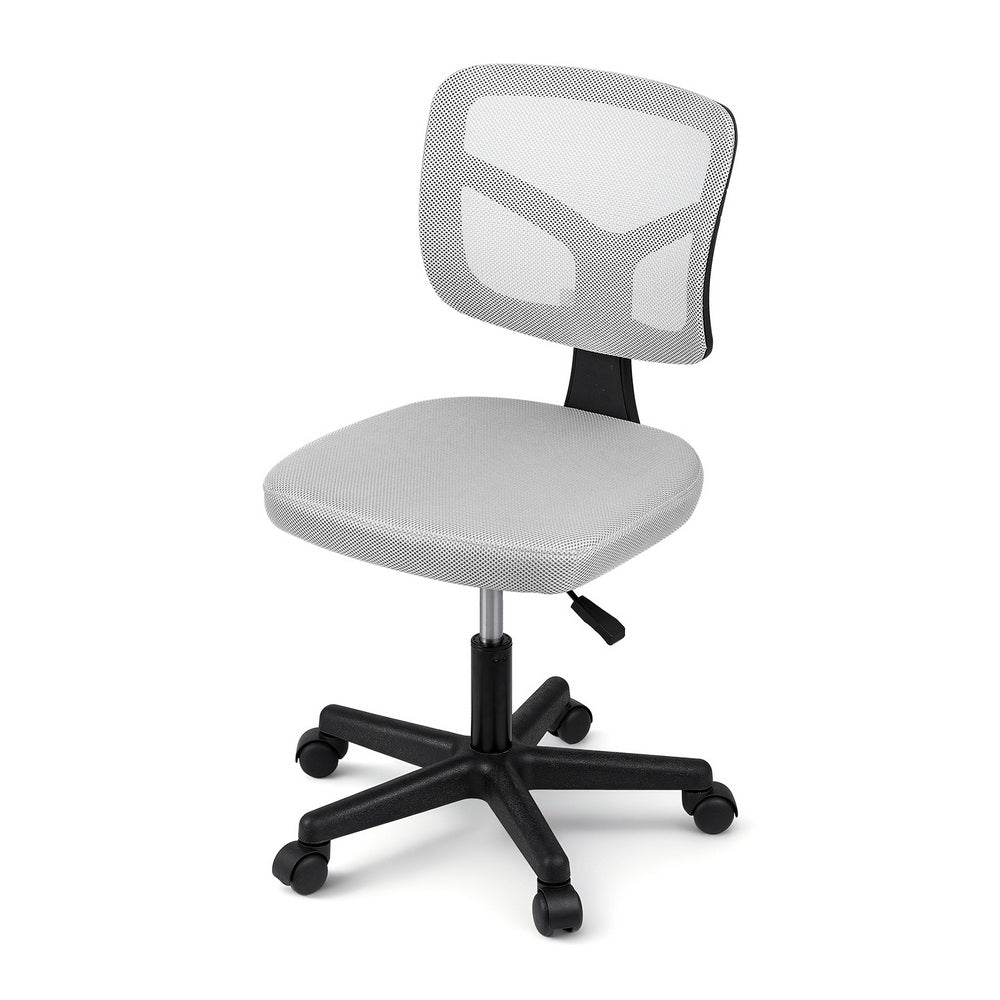 Artiss Armless Office Chair with Wheels, Ergonomic 360° Swivel Home Office Desk Chair, Height Adjustable Computer Task Chair with Fabric Back and Seat for Small Space, Grey-Furniture > Office > Office & Desk Chairs-PEROZ Accessories