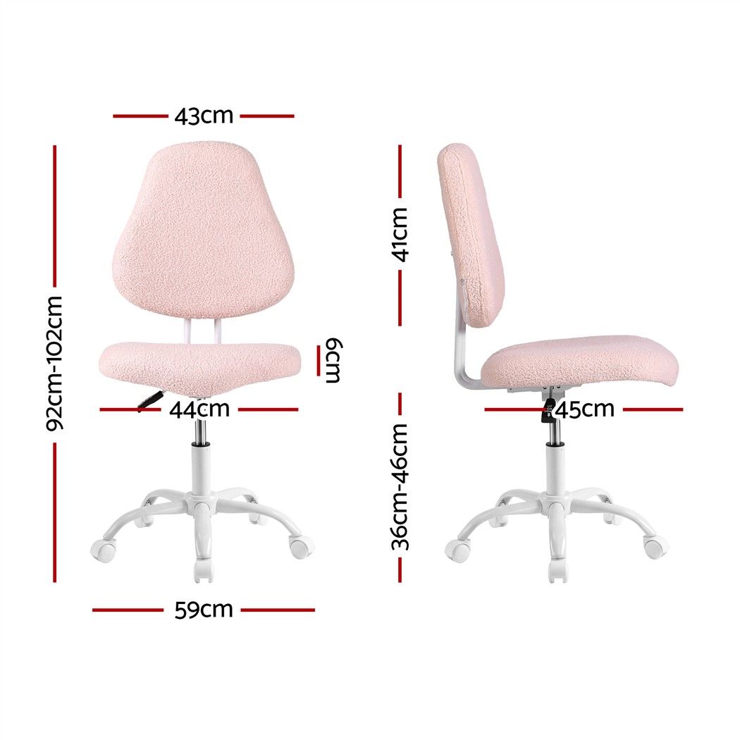 Artiss Armless Office Chair Ergonomic Soft Fleece Height Adjustable Vanity Desk Chair Pink-Furniture > Office > Office & Desk Chairs-PEROZ Accessories