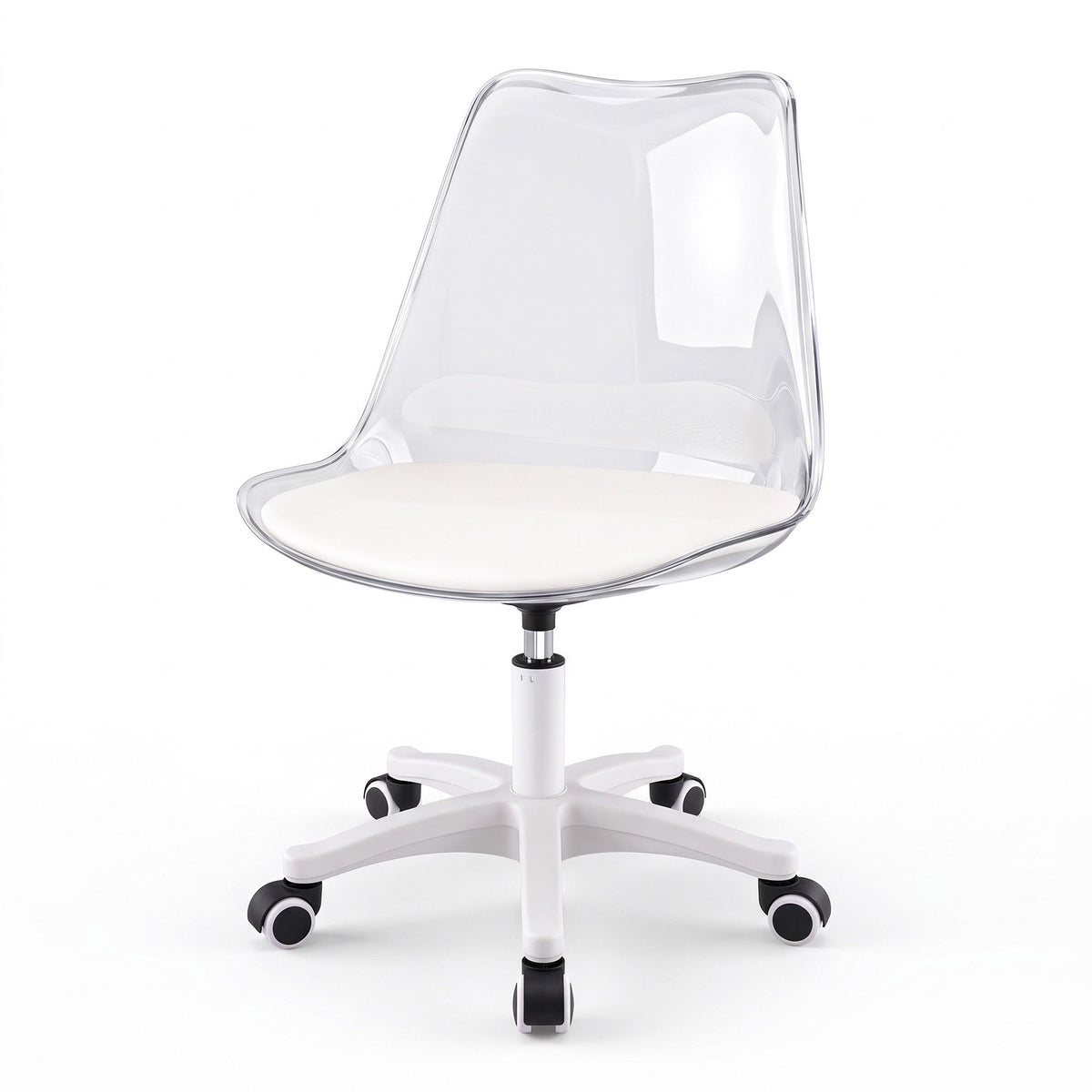 Artiss Clear Acrylic Office Chair Armless Swivel Vanity Desk Chair Mondern White-Furniture > Office > Office & Desk Chairs-PEROZ Accessories