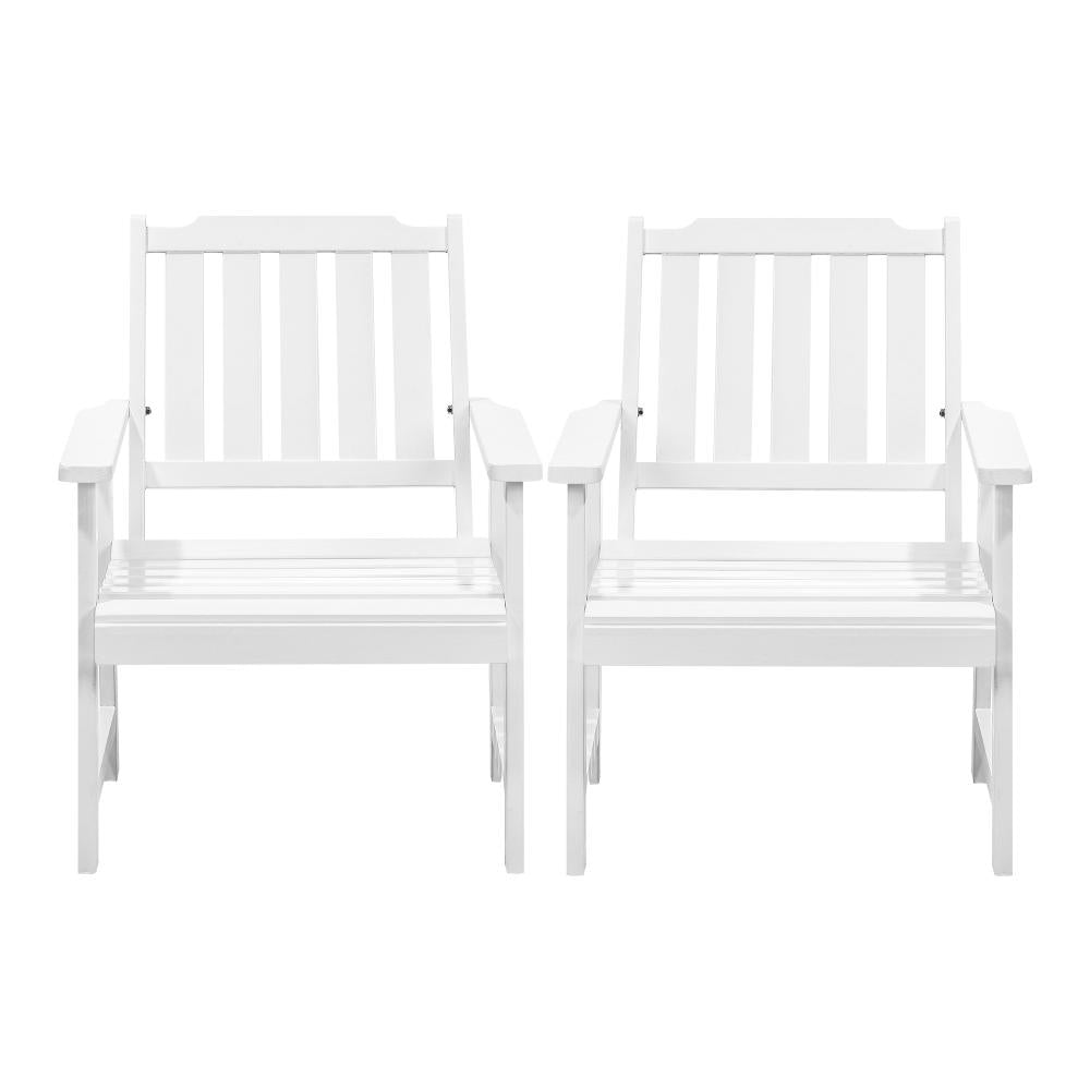Livsip Outdoor Armchair Wooden Patio Furniture 2PCS Chairs Set Garden Seat White-Outdoor Patio Sets-PEROZ Accessories