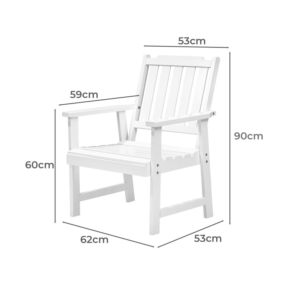 Livsip Outdoor Armchair Wooden Patio Furniture 2PCS Chairs Set Garden Seat White-Outdoor Patio Sets-PEROZ Accessories