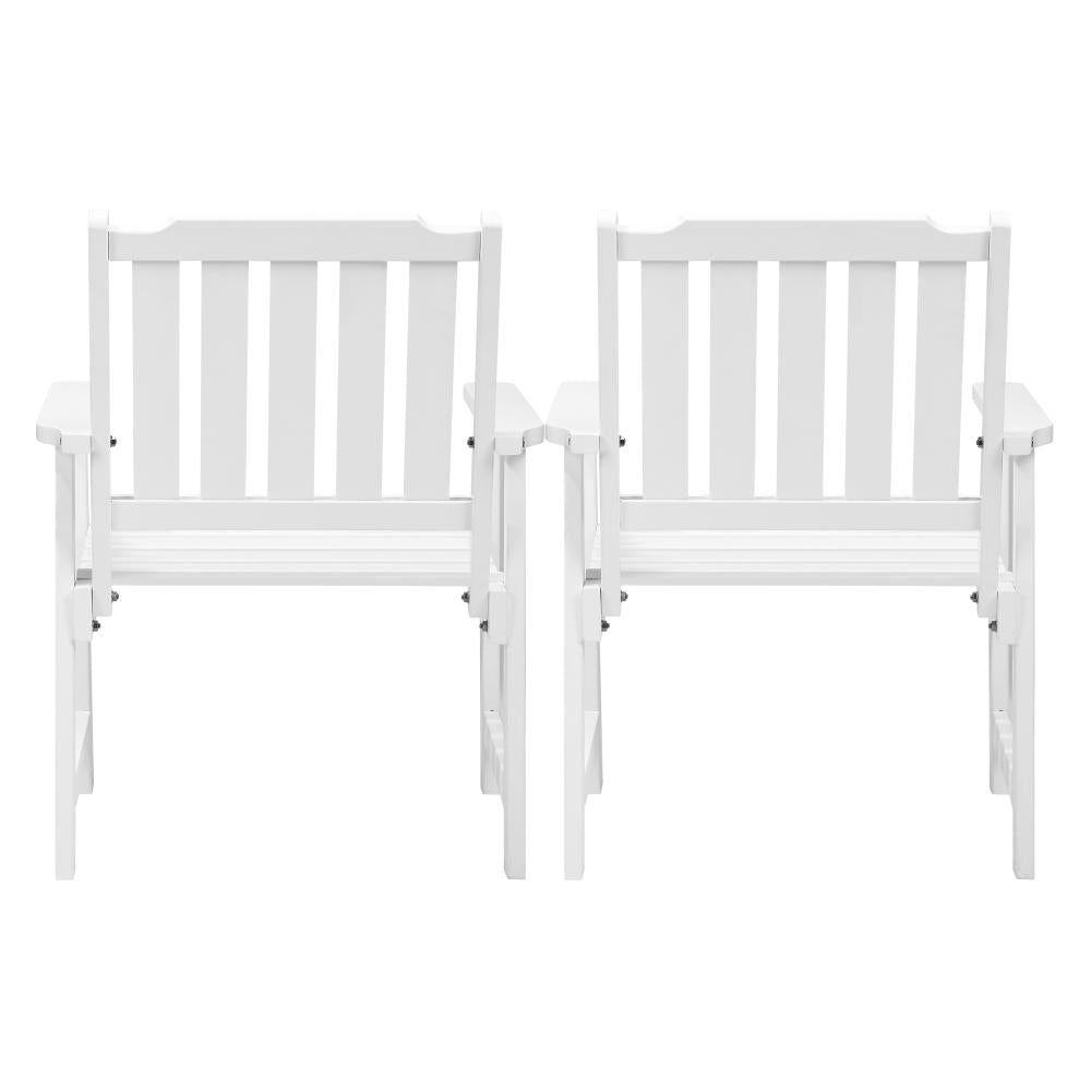 Livsip Outdoor Armchair Wooden Patio Furniture 2PCS Chairs Set Garden Seat White-Outdoor Patio Sets-PEROZ Accessories