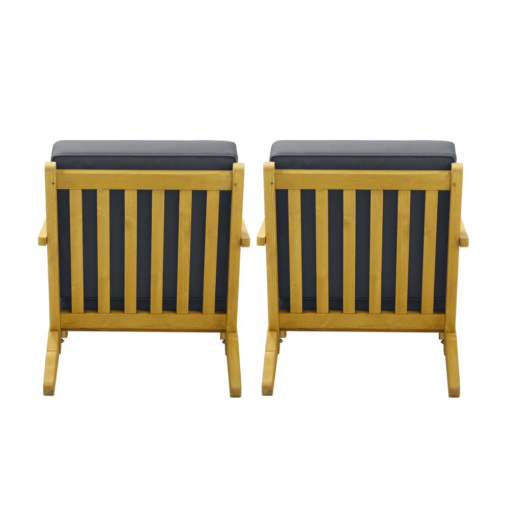 Livsip 2PCS Outdoor Armchair Wooden Sun Lounge with Foot Stool-Outdoor Patio Sets-PEROZ Accessories