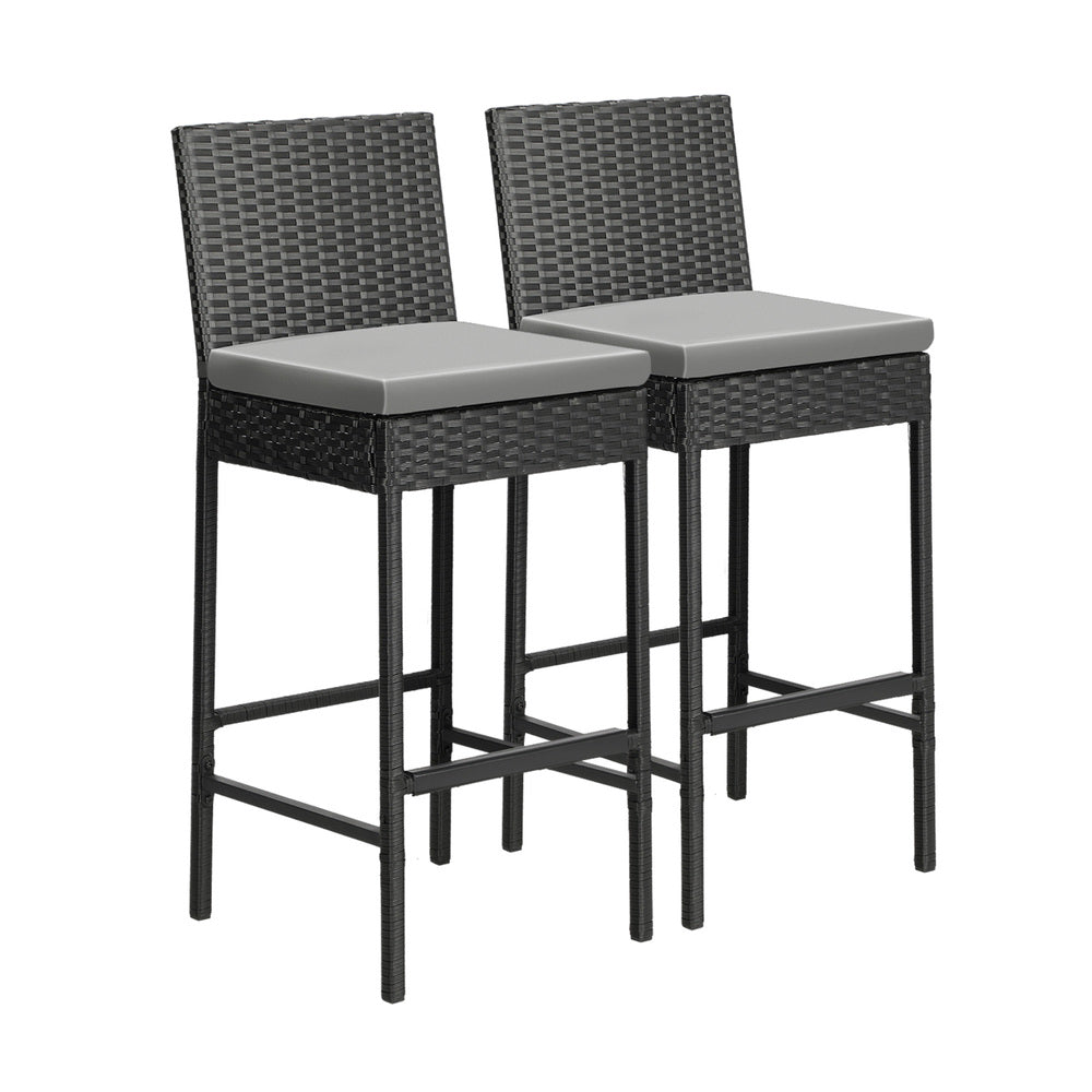 Livsip Outdoor Rattan Bar Stools Patio Dinning Chairs Cafe Garden Furniture 2X-Outdoor Bar Chair-PEROZ Accessories