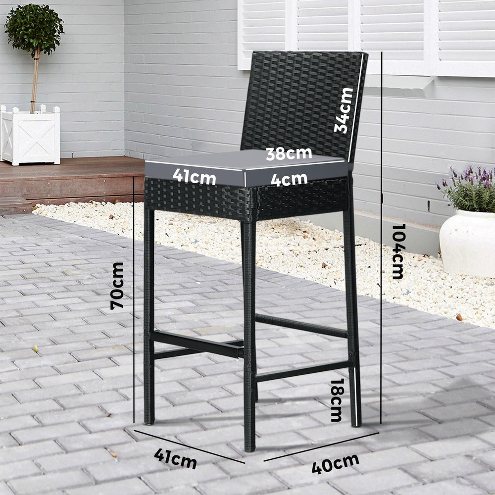 Livsip Outdoor Rattan Bar Stools Patio Dinning Chairs Cafe Garden Furniture 2X-Outdoor Bar Chair-PEROZ Accessories