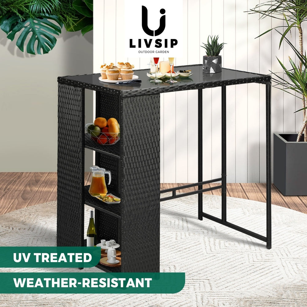Livsip Rattan Outdoor Bar Table Furniture Cafe Table Patio Setting Dinning Table-Outdoor Bar Table-PEROZ Accessories