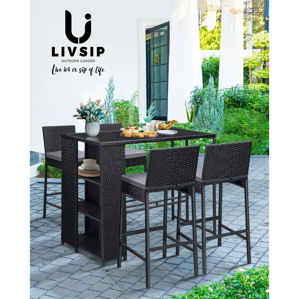 Livsip Rattan Outdoor Bar Table Furniture Cafe Table Patio Setting Dinning Table-Outdoor Bar Table-PEROZ Accessories