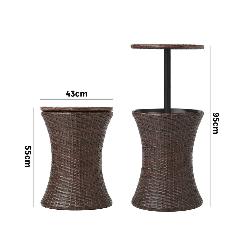 Livsip Rattan Cooler Ice Bucket Table Storage Brown-Drink Cooler-PEROZ Accessories