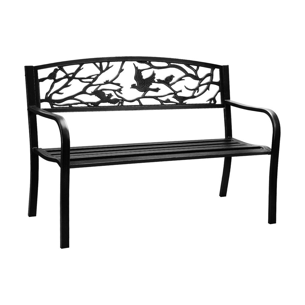 Livsip Garden Bench Seat Outdoor Chair Furniture Backyard Patio Bird Pattern-Outdoor Benches-PEROZ Accessories