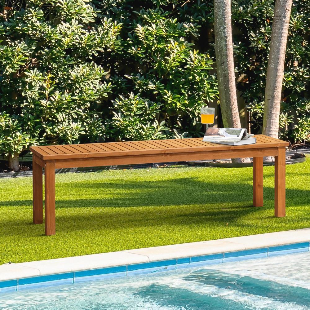 Livsip 150cm Garden Bench Outdoor Wood Patio Dining Chair Slatted Seat 3 Seater-Garden Benches-PEROZ Accessories