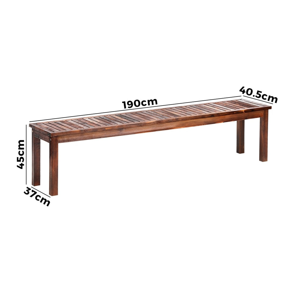 Livsip Garden Bench Wood Patio 190cm Slatted Seat Outdoor Furniture Dining Chair-Outdoor Benches-PEROZ Accessories