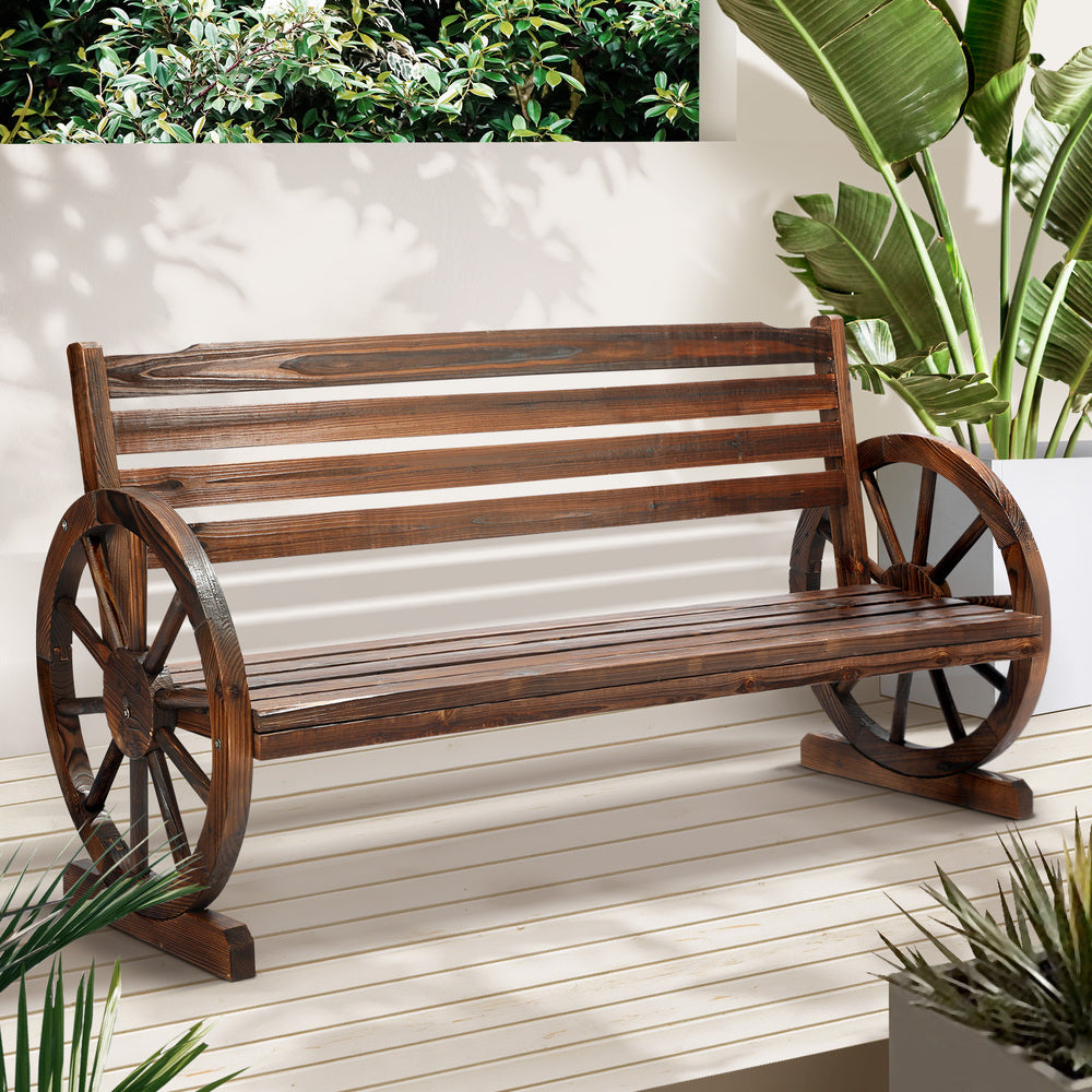 Livsip Garden Bench 3 Seater Outdoor Furniture Wooden Wagon Chair Patio Lounge-Outdoor Benches-PEROZ Accessories