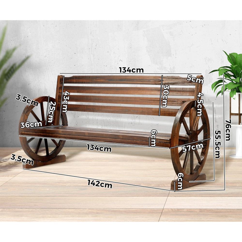 Livsip Garden Bench 3 Seater Outdoor Furniture Wooden Wagon Chair Patio Lounge-Outdoor Benches-PEROZ Accessories