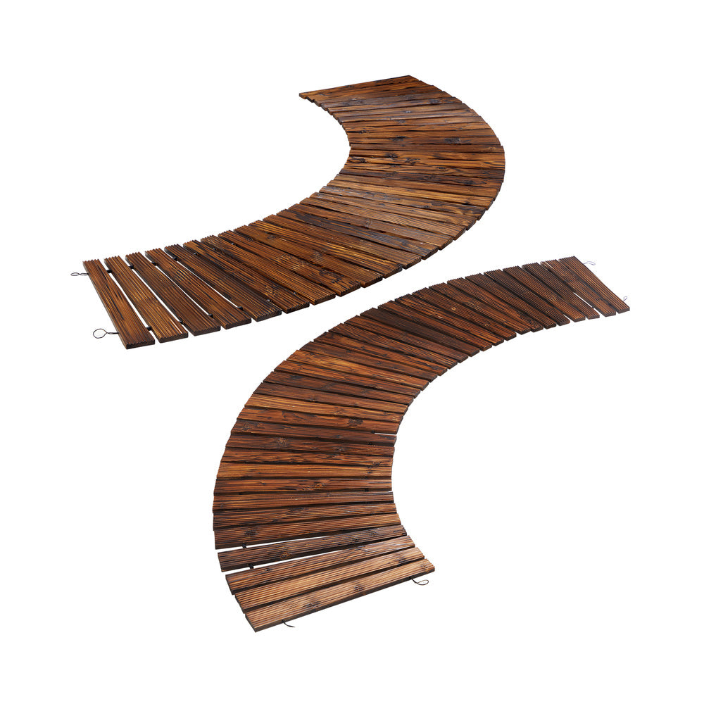 Livsip 2PC Garden Wooden Pathway 8ft Roll-Out Curved-Garden Pathways-PEROZ Accessories