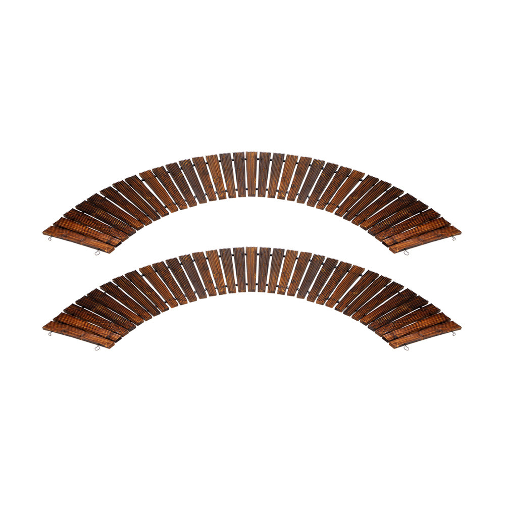 Livsip 2PC Garden Wooden Pathway 8ft Roll-Out Curved-Garden Pathways-PEROZ Accessories