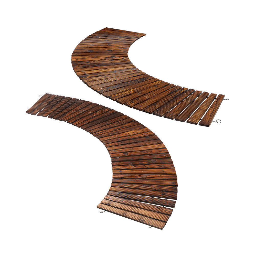 Livsip 2PC Garden Wooden Pathway 8ft Roll-Out Curved-Garden Pathways-PEROZ Accessories