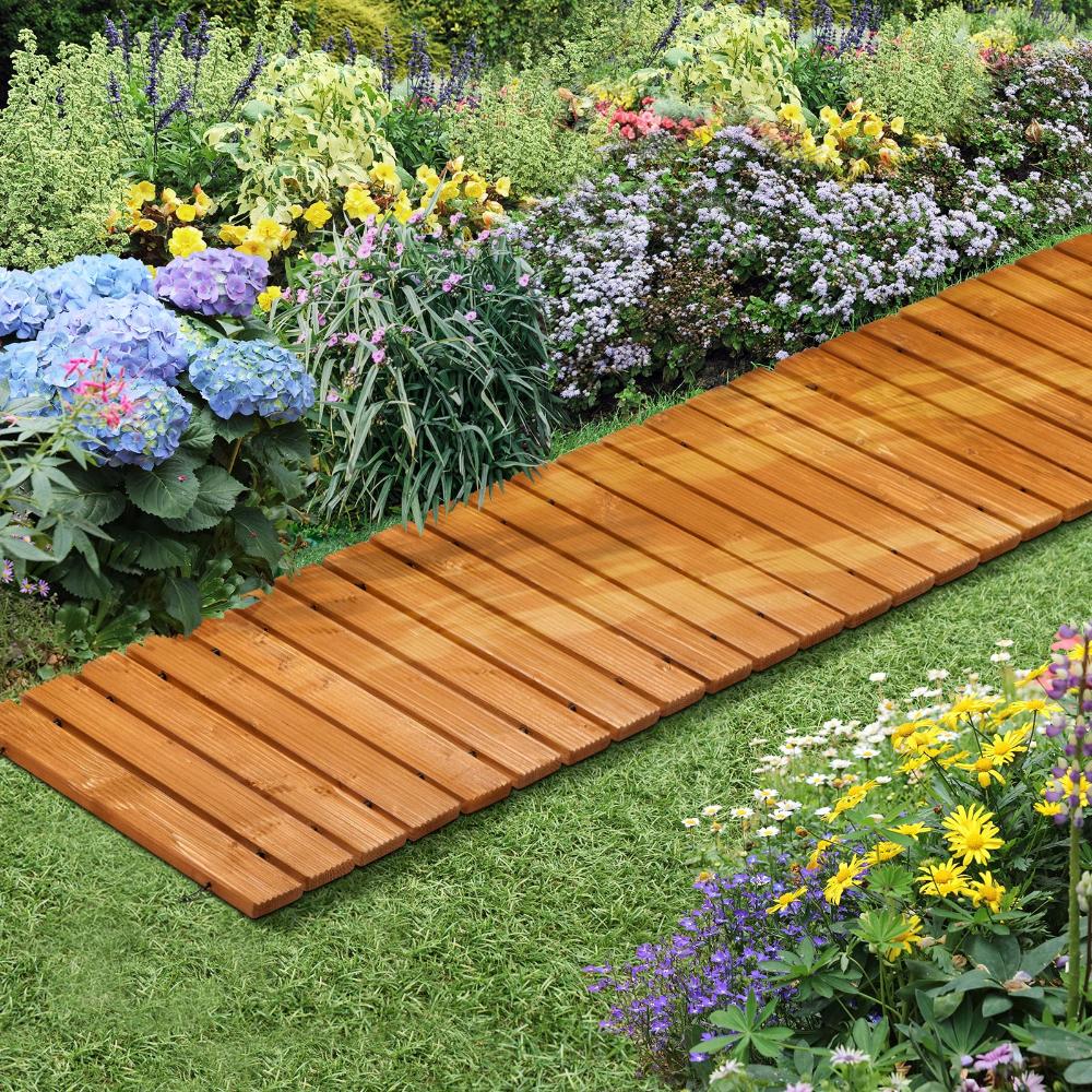 Livsip 2PC Garden Wooden Pathway 8ft Straight Roll-Out-Garden Pathways-PEROZ Accessories