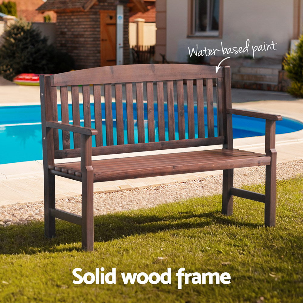 Gardeon Outdoor Garden Bench Wooden 2 Seater Lounge Chair Patio Furniture Brown-Outdoor Benches-PEROZ Accessories