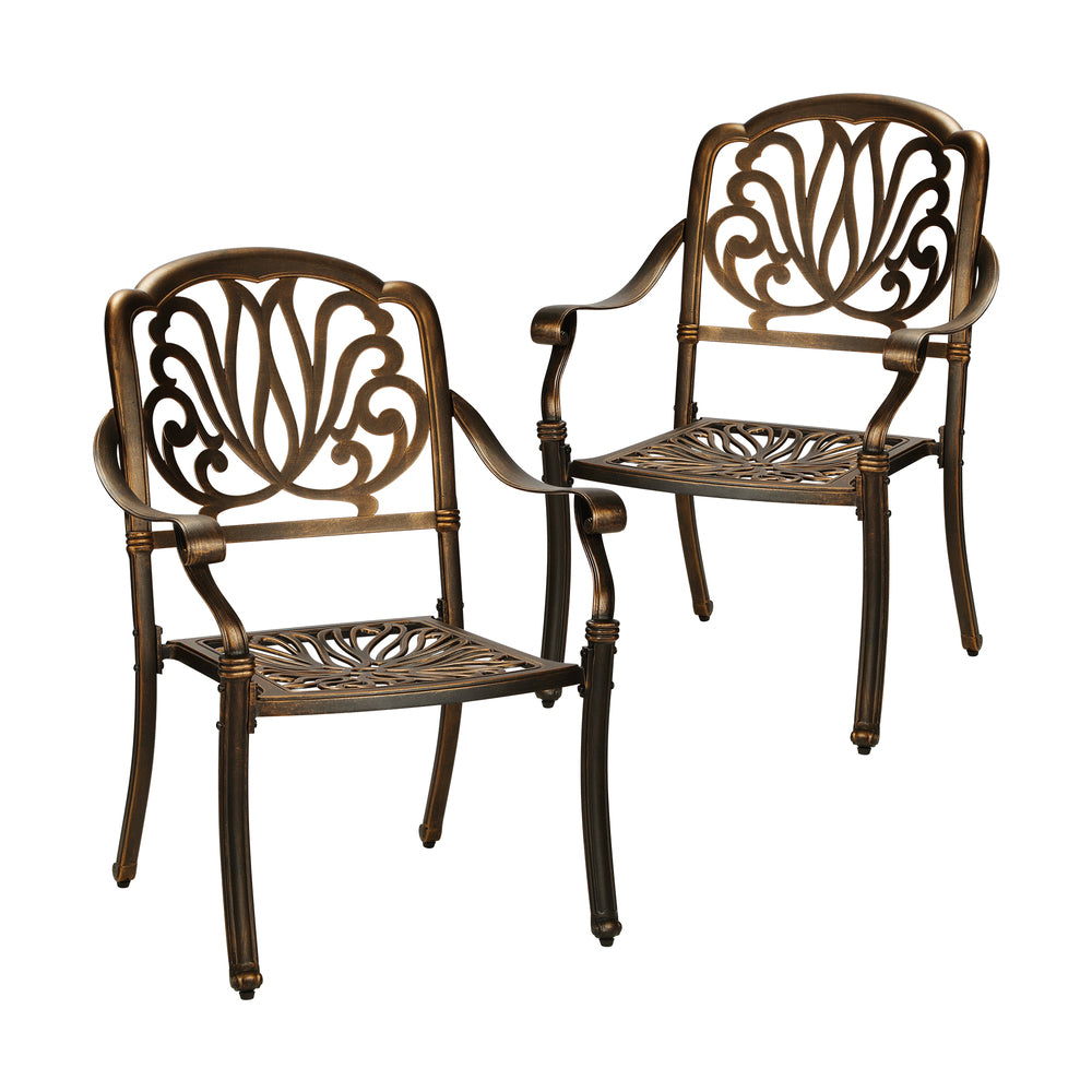 Livsip Outdoor Dining Chairs Cast Aluminium Patio Garden Furniture Set of 2-Outdoor Dining Sets-PEROZ Accessories
