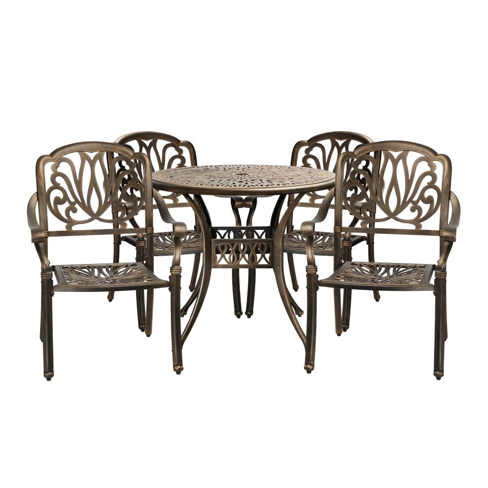 Livsip Outdoor Furniture 5 Piece Dining Set Chairs Table Bistro Set Patio Garden-Outdoor Dining Sets-PEROZ Accessories