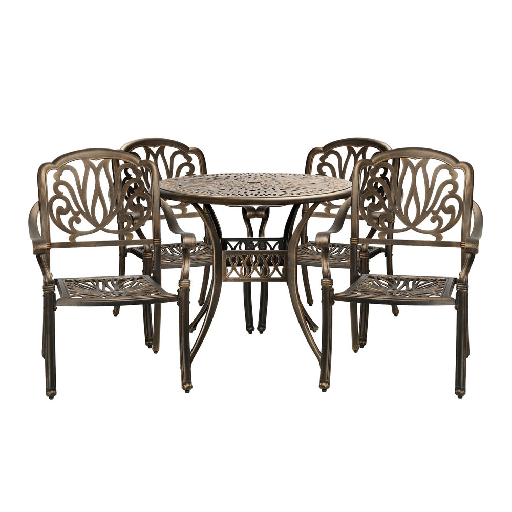 Livsip Outdoor Furniture 5 Piece Dining Set Chairs Table Bistro Set Patio Garden-Outdoor Dining Sets-PEROZ Accessories
