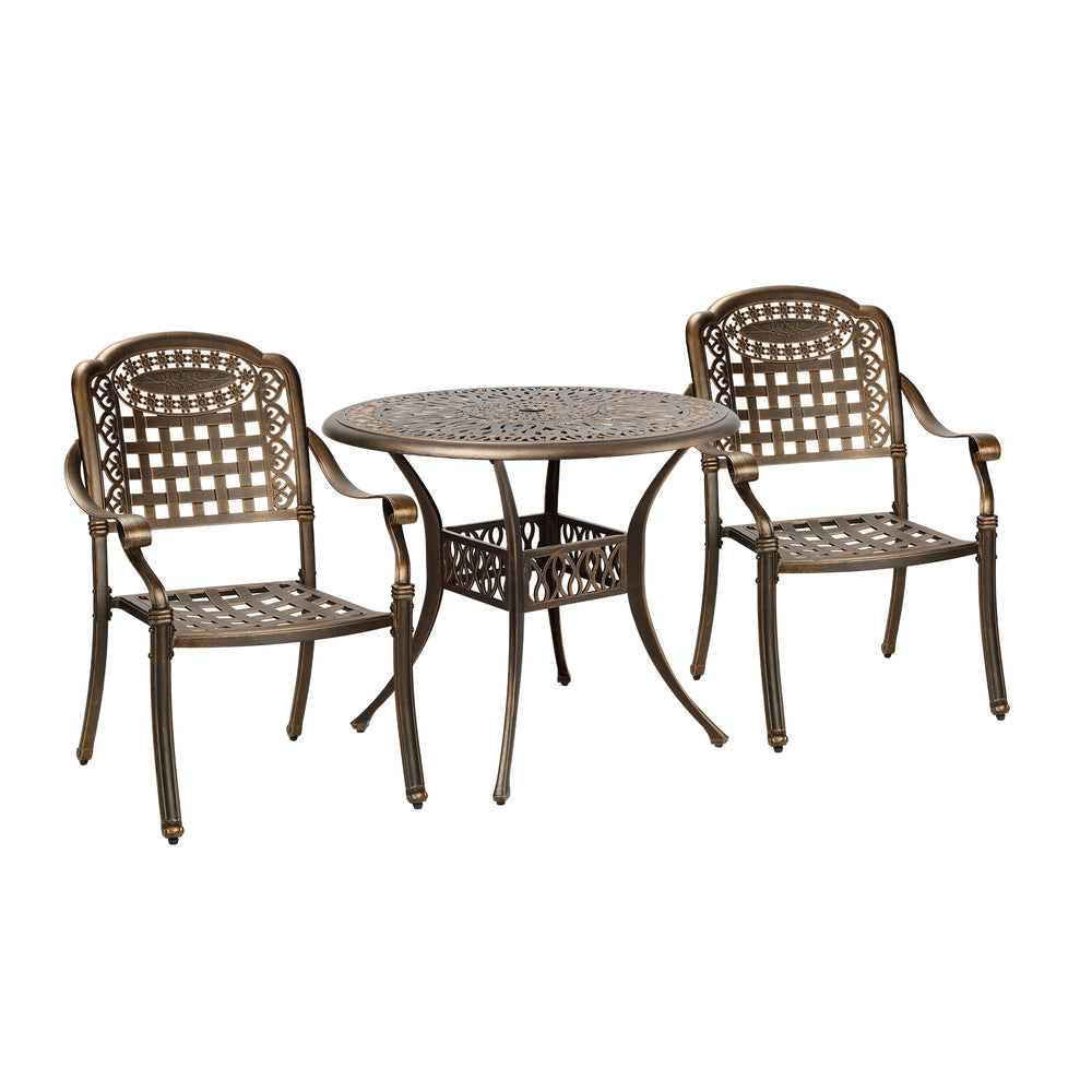 Livsip 3 Piece Outdoor Dining Chairs Bistro Set Cast Aluminium Patio Furniture-Outdoor Dining Sets-PEROZ Accessories
