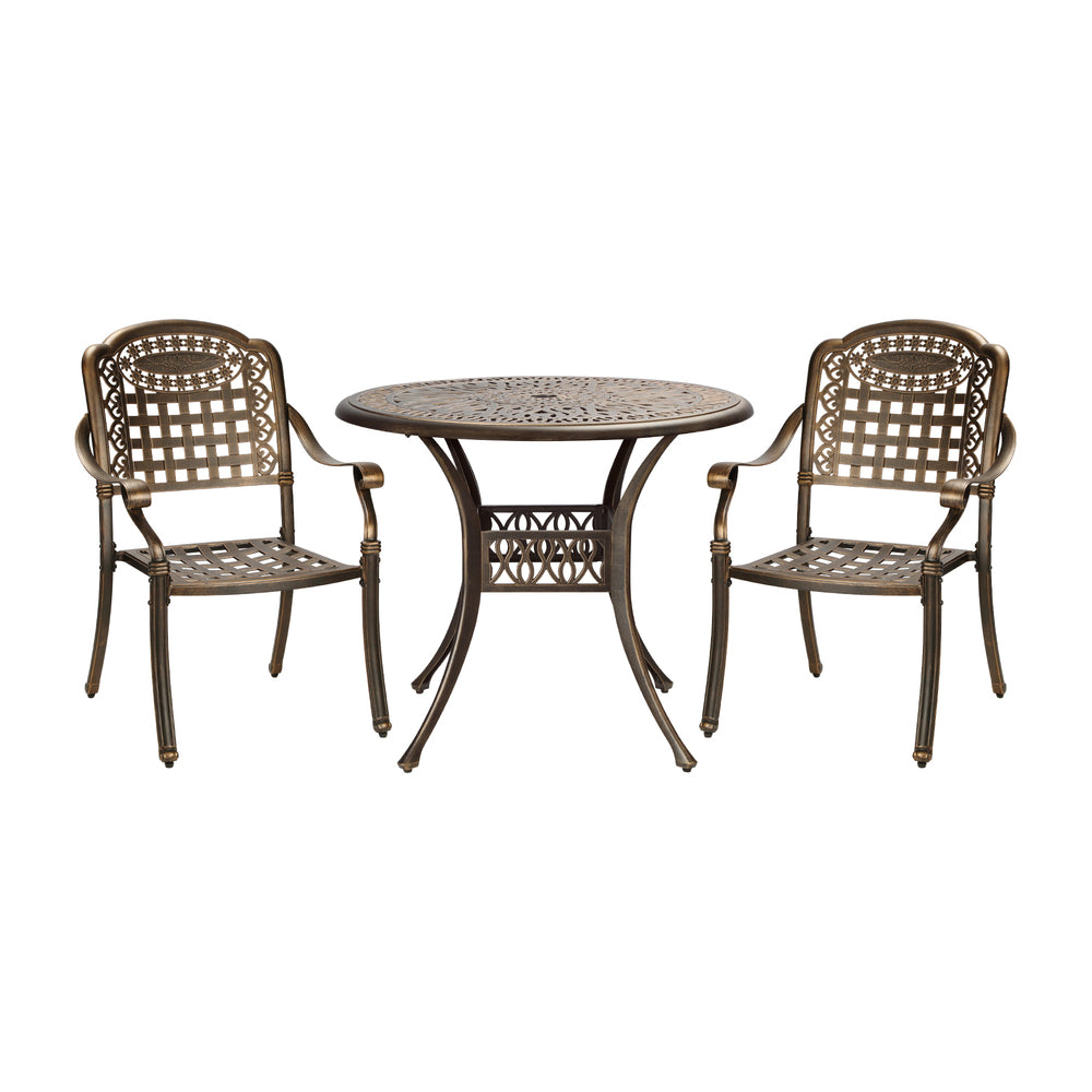 Livsip 3 Piece Outdoor Dining Chairs Bistro Set Cast Aluminium Patio Furniture-Outdoor Dining Sets-PEROZ Accessories