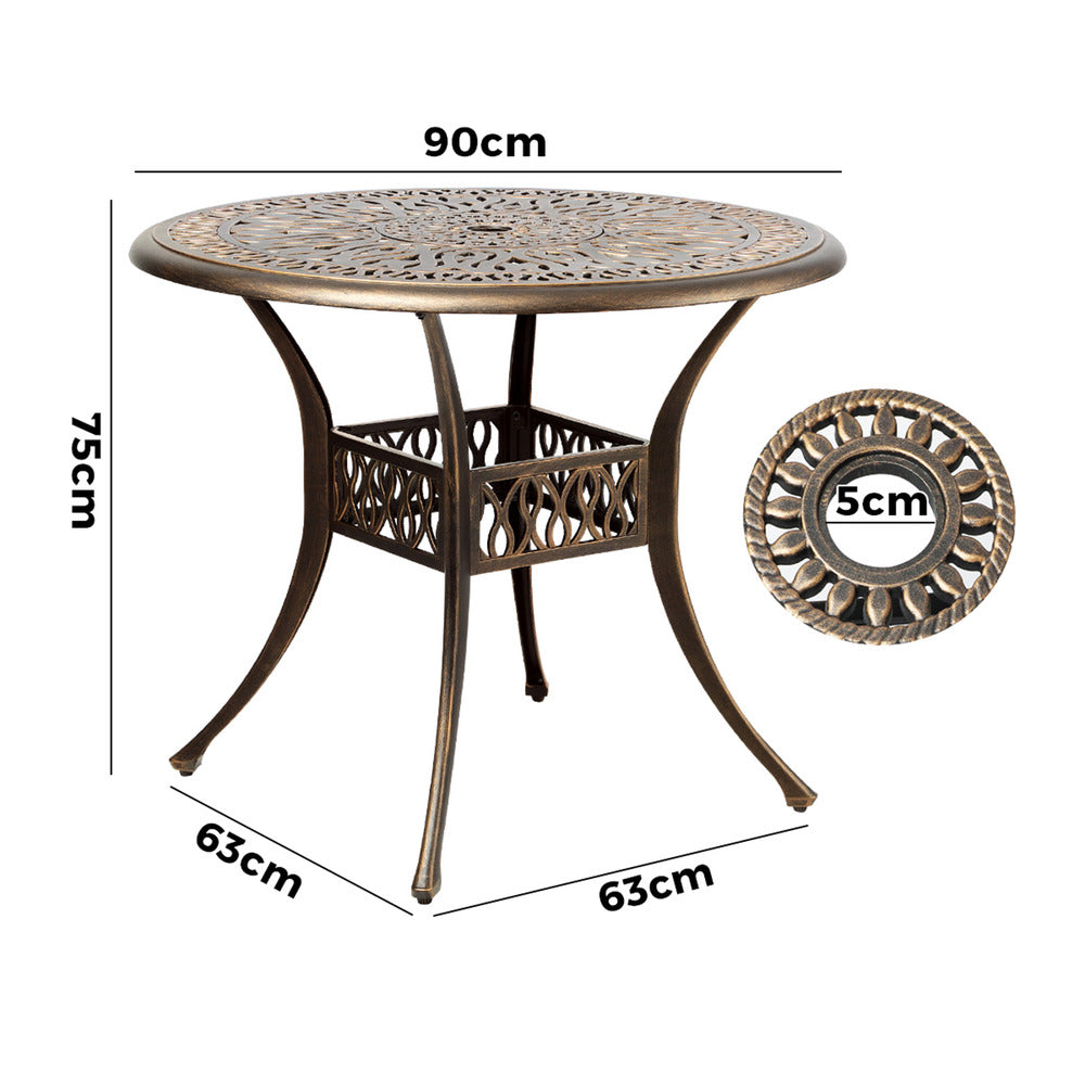 Livsip Garden Table Bronze Cast Aluminium Outdoor Patio Dining Side Table 75cm-Outdoor Dining Sets-PEROZ Accessories