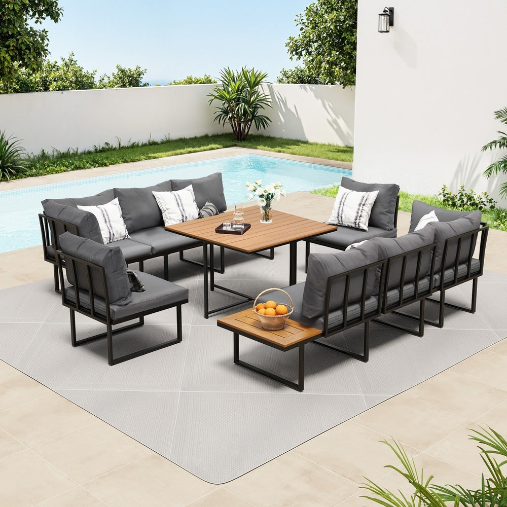 Livsip 6 Seater Outdoor Dining Sofa Lounge Patio Garden Setting-Outdoor Dining Set-PEROZ Accessories