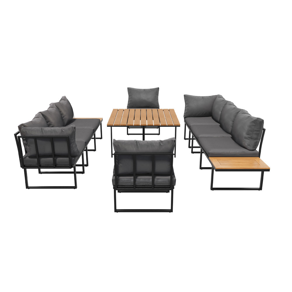 Livsip 6 Seater Outdoor Dining Sofa Lounge Patio Garden Setting-Outdoor Dining Set-PEROZ Accessories