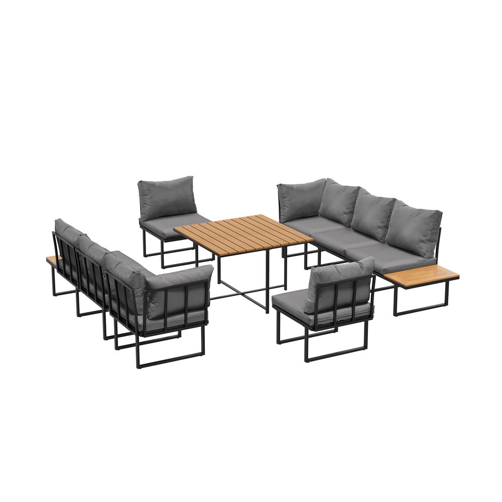 Livsip 6 Seater Outdoor Dining Sofa Lounge Patio Garden Setting-Outdoor Dining Set-PEROZ Accessories