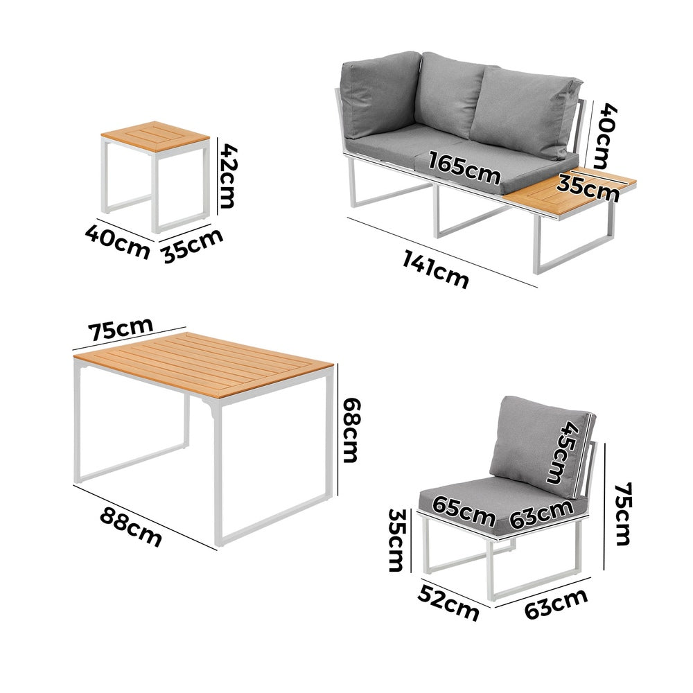 Livsip 6 Seater Outdoor Dining Sofa Set Lounge Furniture White-Outdoor Dining Set-PEROZ Accessories