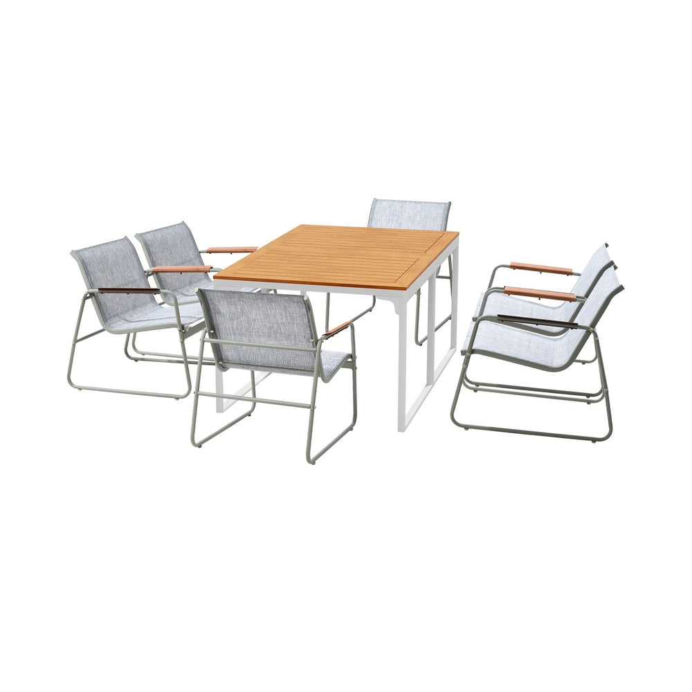 Livsip 6 Seater Outdoor Dining Set Patio Table Chairs Furniture-Outdoor Dining Set-PEROZ Accessories