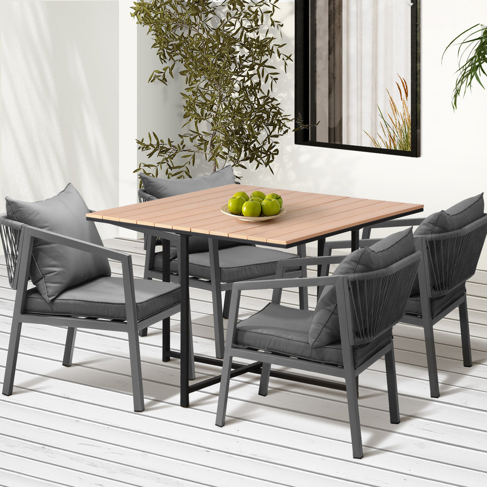 Livsip 4 Seater Outdoor Dining Set Garden Table Chairs Setting-Outdoor Dining Sets-PEROZ Accessories