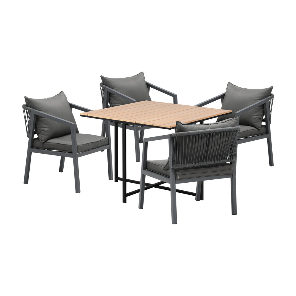 Livsip 4 Seater Outdoor Dining Set Garden Table Chairs Setting-Outdoor Dining Sets-PEROZ Accessories