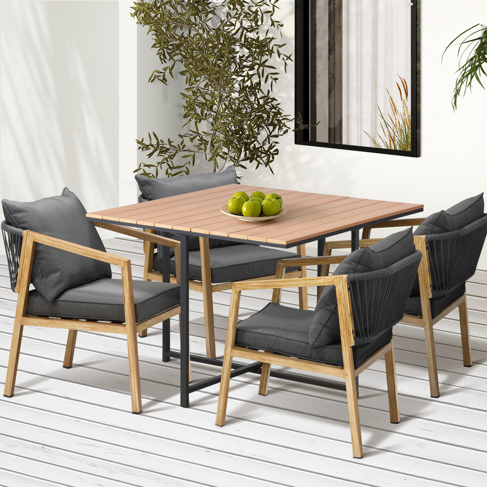 Livsip 5PCS Outdoor Patio Set Table&Armchair Dining Set-Outdoor Dining Sets-PEROZ Accessories