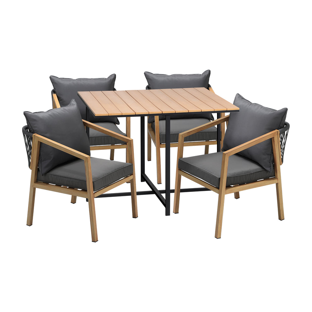Livsip 5PCS Outdoor Patio Set Table&Armchair Dining Set-Outdoor Dining Sets-PEROZ Accessories