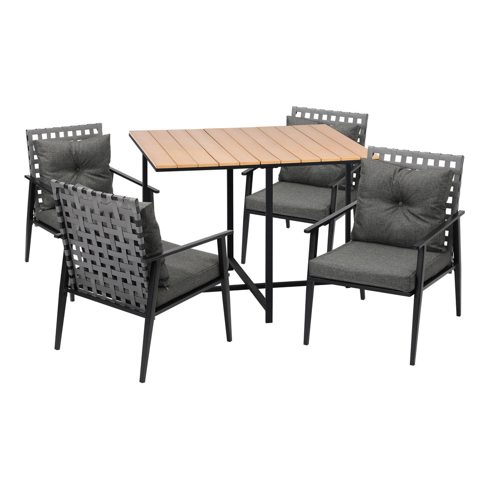 Livsip 5PCS Outdoor Dining Set Wood-plastic Table and Rattan Chairs-Outdoor Dining Set-PEROZ Accessories