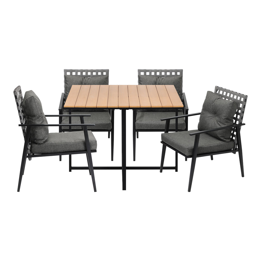 Livsip 5PCS Outdoor Dining Set Wood-plastic Table and Rattan Chairs-Outdoor Dining Set-PEROZ Accessories
