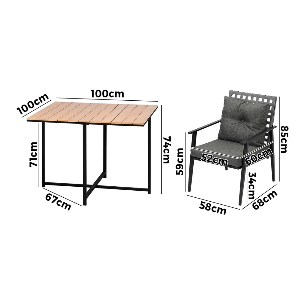 Livsip 5PCS Outdoor Dining Set Wood-plastic Table and Rattan Chairs-Outdoor Dining Set-PEROZ Accessories